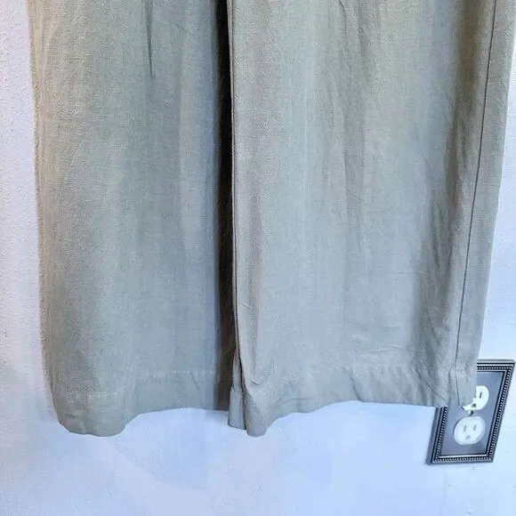 Lulus Small Sage‎ Green Striped Jumpsuit Wide Leg Button Front Adjustable Straps - Picture 4 of 16